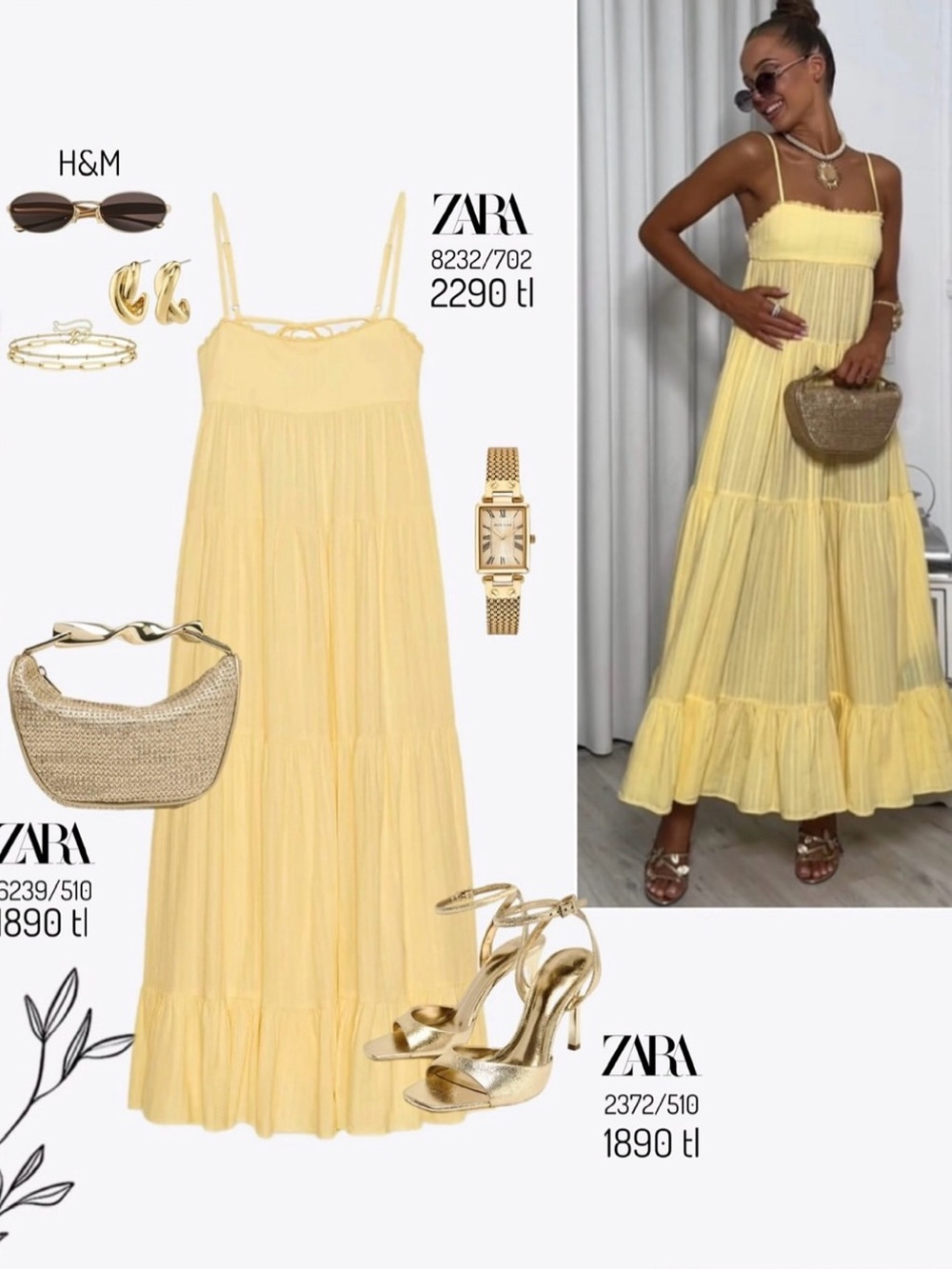 Zara NWT Romantic Resort Vacation Yellow Open Back Tie Up Tiered Maxi Dress (XL) - Picture 3 of 9